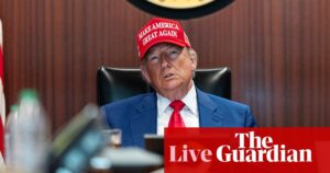 Trump press secretary claims president was ‘simply raising a question’ on Iran regime change – US politics live