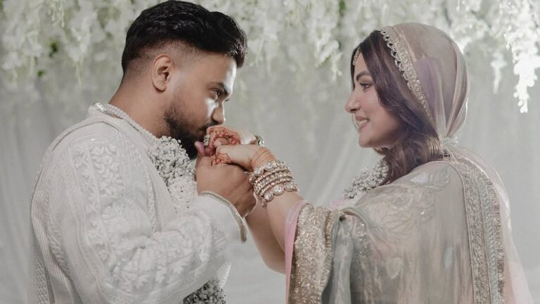 ‘We transcend all barriers’: Hina Khan looks ethereal in Manish Malhotra handloom sari as she weds longtime beau Rocky Jaiswal