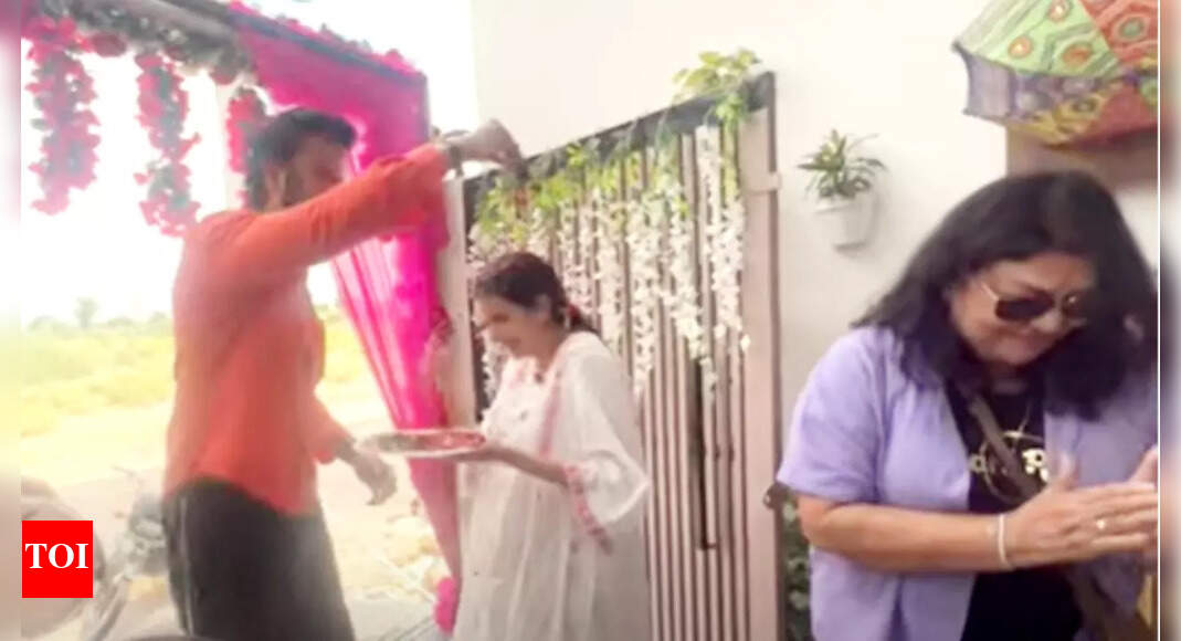 Charu Asopa welcomes former husband Rajeev Sen and mother-in-law to her house in Bikaner for Ganpati celebrations